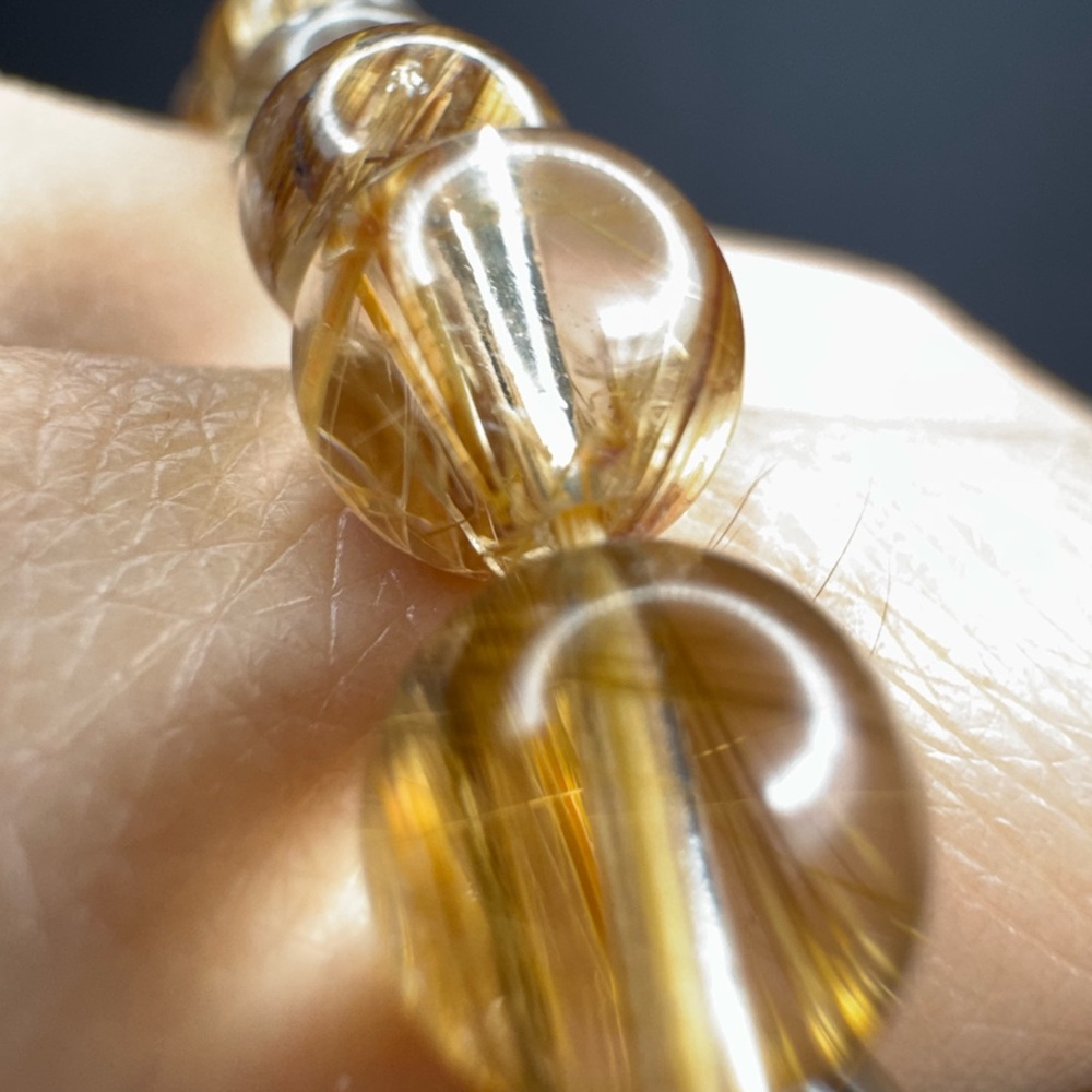 Golden Rutilated Quartz Beaded Bracelet - Picture 8 of 9
